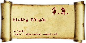 Hlatky Mátyás névjegykártya